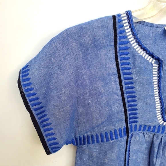 Vineyard Vines NWOT Linen Blend Embroidered Top Boho - Picture 4 of 12